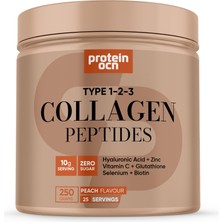 Proteinocean Collagen - Kolajen | Şeftali - 6 Farklı Bileşen Ilaveli - Tip 1,2,3 - 250G 25 Servis