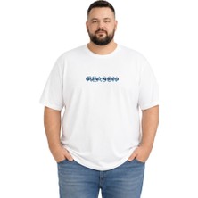 Battal Moda Erkek Büyük Beden Beyaz Bisiklet Yaka Kısa Kollu Reason Tişört 5xl-6xl-7xl-8xl