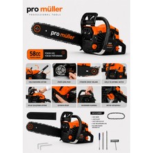 Pro Müller Alman Hava Soğutmalı Çift Egozlu 58 cc Benzinli Ağaç Odun Dal Motorlu Hızar Bıçkı Testeresi Orman Motoru