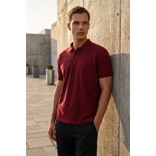 Süvari Slim Fit Düz Baskısız Pike Düğmeli Polo Yaka Nefes Alabilen T-Shirt