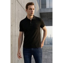 Süvari Slim Fit Düz Baskısız Pike Düğmeli Polo Yaka Nefes Alabilen T-Shirt