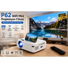 MDSTECH P62 Wifi Mini Projeksiyon Cihazı 1080P Full Hd Destekli, Ios Android Telefon Yansıtma, 4000 Lümen HDMI USB