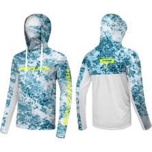 Ryuji Uv Performance Hoodie Shirt+Neck Ice Blue Boyunluklu T-Shirt Beden : L