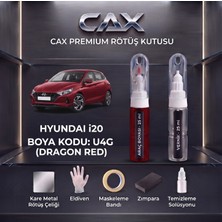 CAXCOLORS Hyundai I20 Dragon Red Rötüş Boyası ve Premium Rötüş Seti (25 ml Boya + 25 ml Vernik + Ekipmanlar)