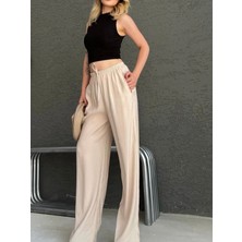 Floral Fashion Tensel Kumaş, Rahat Kesim Palazzo Pantolon