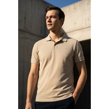 Süvari Slim Fit Düz Baskısız Pike Düğmeli Polo Yaka Nefes Alabilen T-Shirt