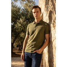 Süvari Slim Fit Düz Baskısız Pike Düğmeli Polo Yaka Nefes Alabilen T-Shirt