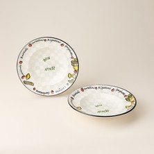 Evidea Kitchen Bon Appetit 2'li Makarna Tabağı - Renkli - 30 cm