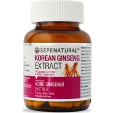 SEPE NATURAL Korean Ginseng Kore Ginseng Kök Ekstresi 60 Kapsül x 480 mg Kırmızı Ginseng, Panax SEPE