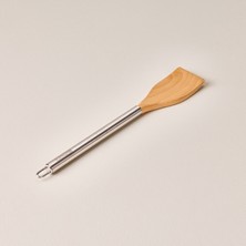 Evmoni Metal Saplı Kayın Ağacı Spatula - Açık Kahverengi