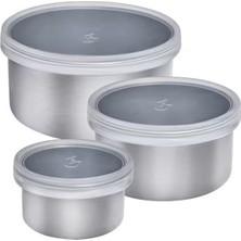 Lurch - Mini Saklama Seti, 100-200-400 Ml, Paslanmaz Çelik, Silikon Sızdırmaz Kapaklı, Fırınlanabilir - 240885