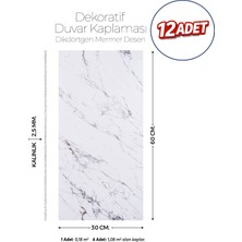 Brano 30X60 cm Kendinden Yapışkanlı Duvar,banyo,tezgah Arası Kaplama Açık Mermer Desen 12 Adet