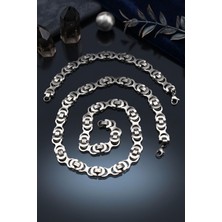 Prestige Paslanmaz Çelik Euro Kral Model Erkek Kolye Zincir ve Bileklik Set 10MM 902918