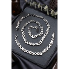 Prestige Paslanmaz Çelik Euro Kral Model Erkek Kolye Zincir ve Bileklik Set 8mm 902921