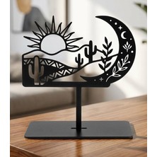 Bafidica Modern Metal Güneş ve Ay Masaüstü Dekoratif Obje Siyah Ofis ve Ev Aksesuarı