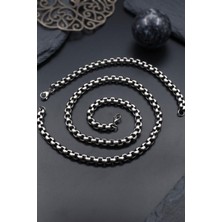 Prestige Paslanmaz Çelik Gemici Model Erkek Kolye Zincir ve Bileklik Set 8 mm 902927