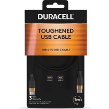 Duracell 1m Usb-C To Usb-C 60W Örgülü Data Kablosu - Siyah