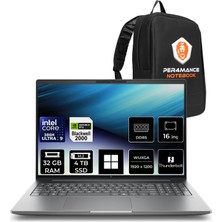 Hp Zbook x G2I Intel Core Ultra 9 386H Rtx Pro 2000 8gb Gddr7 32GB Ram 4tb SSD 16" Wuxga (1920 x 1200) WIN11 Home DN6B3EAP423 Mobil Iş Istasyonu + Per4 Çanta