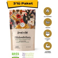 The Good Wild Filizlendirilmiş Yeşil Mercimek Unu | Glutensiz Un | Vegan | Yüksek Lif | Glutensiz Ürün | 3X300 gr