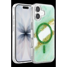 Royaleks Onegif Apple Iphone 16 Lotus Simli Magsafe Kapak - Yeşil