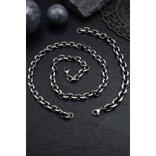 Prestige Paslanmaz Çelik Gemici Model Erkek Kolye Zincir ve Bileklik Set 8 mm 902926