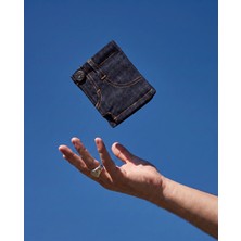 Texera Mini Denim Şort Cüzdan | Gerçek Denim Kumaştan El Yapımı Tasarım Cüzdan | 6 Kartlık ve Nakit Bölmeli Unisex Mini Cüzdan