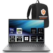 Hp Zbook x G2I Intel Core Ultra 9 386H Rtx Pro 2000 8gb Gddr7 80GB Ram 1tb SSD 16" Wuxga (1920 x 1200) WIN11 Home DN6B3EAP445 Mobil Iş Istasyonu + Per4 Çanta
