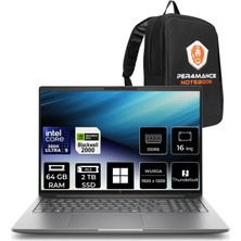 Hp Zbook x G2I Intel Core Ultra 9 386H Rtx Pro 2000 8gb Gddr7 64GB Ram 4tb SSD 16" Wuxga (1920 x 1200) WIN11 Pro DN6B3EAP541 Mobil Iş Istasyonu + Per4 Çanta