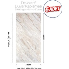 Brano 30X60 cm Kendinden Yapışkanlı Duvar,banyo,tezgah Arası Kaplama Bej Mermer Desen 6 Adet