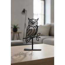 Bafidica Metal Baykuş Biblo Modern Tasarım Siyah Metal Masaüstü Dekoratif Obje Yükseklik: 18 cm