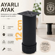 CATEKSSS 42 Lik Tablalı Ayarlı Ayak 12 cm Texture Siyah (2 Adet)