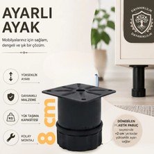 CATEKSSS 42 Lik Tablalı Ayarlı Ayak 8 cm Texture Siyah (2 Adet)