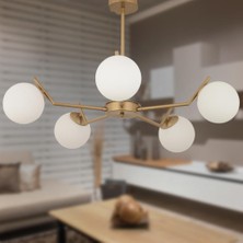 Apliqa Sara 5Li Eskitme Boyalı Beyaz Camlı Avize 80 cm Modern Genç Odası İçin Şık Tasarım