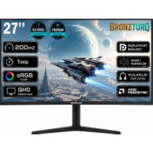 BRONZTURQ 27" 200Hz 1 Ms (Dp + Hdmı) Qhd 2560X1440 Pivot Monitör BTQ270QHD200-AA