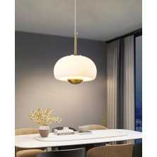 Apliqa Tres Tekli Eskitme Beyaz Camlı LED Sarkıt Avize 20 cm Genişlik 70 cm Yükseklik Modern Tasarım