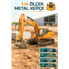 Farbu Oyuncak 1:14 Ölçek Şarjlı Işıklı Sesli Konsol Kumandalı Metal Başlıklı Oyuncak Ekskavatör Kepçe