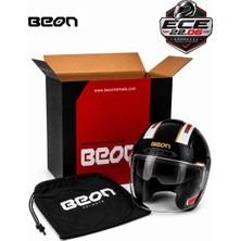 Beon Çenesiz Vizörlü Yazlık Kask [B203] [siyah-Beyaz-Altın]