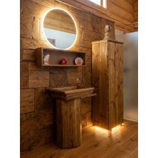 BS Ahşap Doğal Masif Ahşap Banyo Dolabı