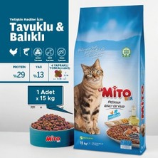 Mito Mix 15 kg Tavuklu Balıklı Yetişkin Kedi Maması Ekonomik Mama Segmenti Premium Kalite