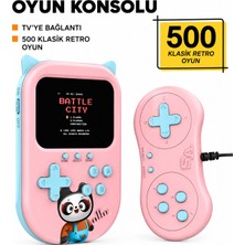 Qasul 500 Oyunlu Mini Atari Gamebox El Aterisi Sevimli Kedi Kulaklık Tasarımlı Eğitici Oyun Konsolu