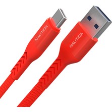 Nautica C20 Type-C To Usb-A 22.5W Hızlı Şarj ve Data Kablosu 2.1m Kırmızı