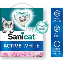 Sanicat - Çiçeği Kokulu Aktif Beyaz Topaklanan Kedi Kumu, Koku Kontrolü Garantili Doğal Minerallerde