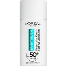 L'Oréal Paris L'oreal Parıs Bright Reveal SPF50, Koyu Leke Karşıtı Fluid Günlük Yüz Güneş Kremi 50ML