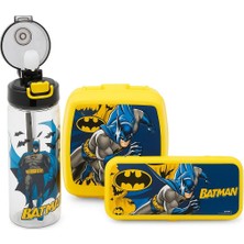 Efe Mark Batman Lisanslı Okul Seti; 500 ml Matara, Beslenme Kutusu, Kalem Kutusu