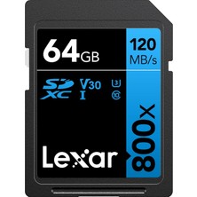 Lexar® 64GB Professional 800X Sdxc™ Uhs-I Cards, Up To 120MB/S Read 45MB/S Write C10 V30 U3