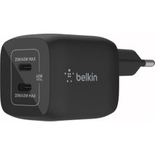 Belkin Çift Usb-C Duvar Şarj Cihazı 45W, iPhone 14, 13, 12, Pro, Pro , iPad Pro 12.9, 11, Macbook, S