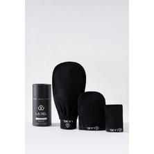 Lajel Premium Siyah 3'lü Kese Seti, Peeling Eldiveni, Yüz KESESI%100 Floş Ipek Normal,orta,hassas Ciltler