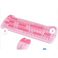 Ndneed Sevimli Kedi Kablosuz Klavye ve Mouse Seti Bluetooth + 2.4g Dual Mode