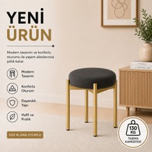 Evdera Mobilya Cemre Tekli Puf Tabure Bench Makyaj Sandalyesi Siyah Ayak