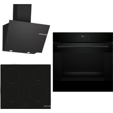 Bosch Indüksiyon Ocaklı Siyah 3 Lü Ankastre Set 639 ( HJG852YB0T - PUE611BB5E - DWK66PJ60T ) - 3D Fry Hava ile Kızartma